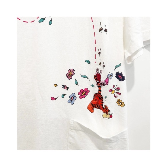 Vintage 90s Mickey Inc Disney T Shirt Dress Tiger Piglet Embroidered Size OS - Picture 3 of 7